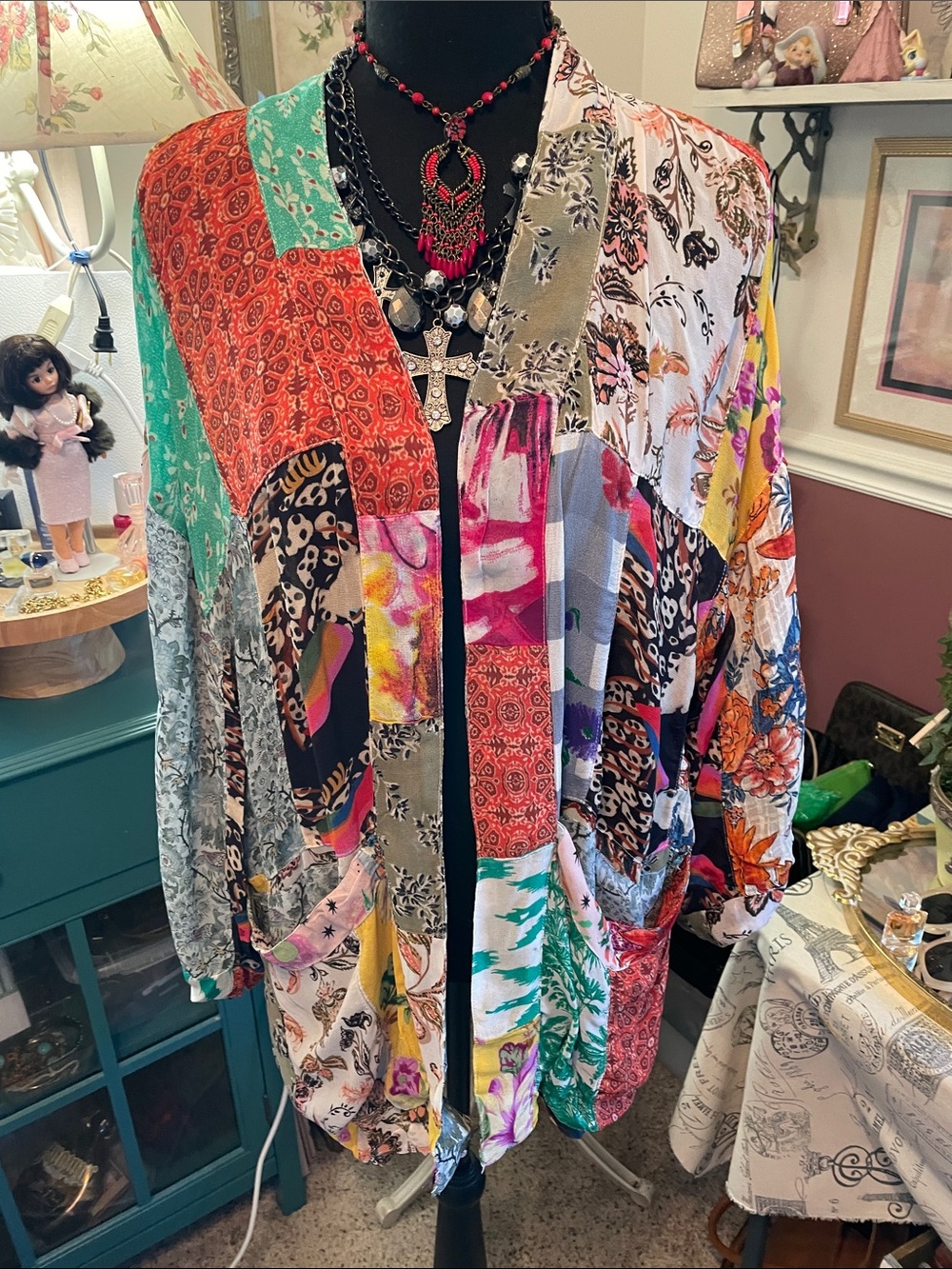 Boho Patchwork Open-Front Women's Jacket /Kimono  Young Threads
